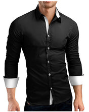 Load image into Gallery viewer, Men Shirt Brand 2018 Male High Quality Long Sleeve Shirts Casual Hit Color Slim Fit Black Man Dress Shirts 4XL C936