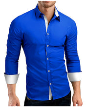 Load image into Gallery viewer, Men Shirt Brand 2018 Male High Quality Long Sleeve Shirts Casual Hit Color Slim Fit Black Man Dress Shirts 4XL C936
