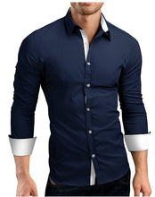 Load image into Gallery viewer, Men Shirt Brand 2018 Male High Quality Long Sleeve Shirts Casual Hit Color Slim Fit Black Man Dress Shirts 4XL C936