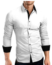 Load image into Gallery viewer, Men Shirt Brand 2018 Male High Quality Long Sleeve Shirts Casual Hit Color Slim Fit Black Man Dress Shirts 4XL C936