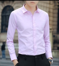 Load image into Gallery viewer, Large Size Men&#39;s Business Casual Long Sleeved Shirt White Blue Black Smart Male Social Dress Shirt Plus