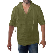 Load image into Gallery viewer, Brand Men&#39;s Shirt Summer Style Fashionable Pure Cotton Hemp Hooded Long Sleeve Blouse Top Men New Casual Shirt Camisas De Hombre